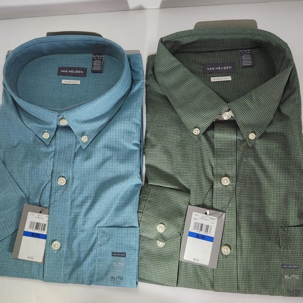 Van Husen's Men's long sleeve dress shirts lot of 2
